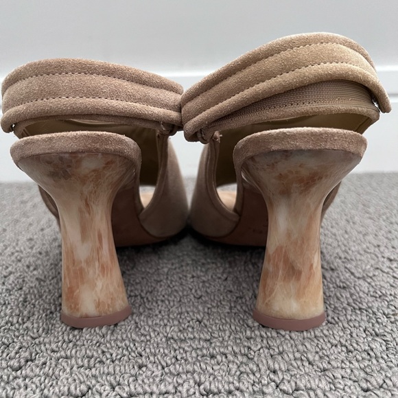 Vince Women's Brown Suede Peep-Toe Mules - Picture 4 of 8